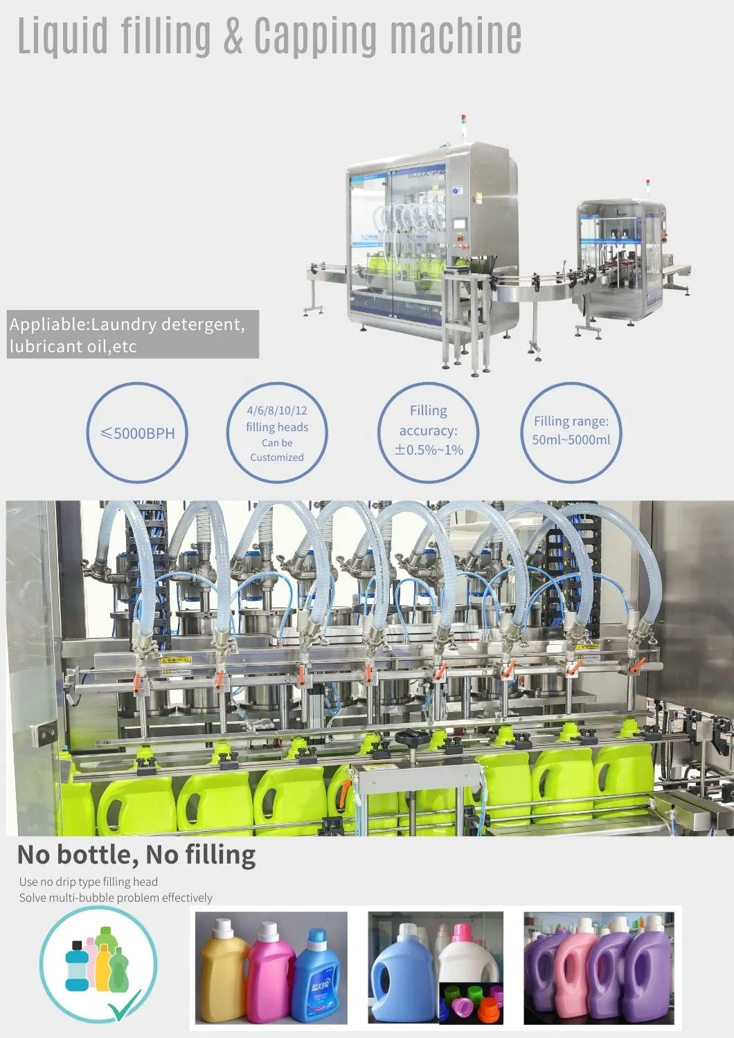 Full Automatic 75% Alcohol Disposable Hand Sanitizing Gel Shampoo Body Wash Piston Filling Capping Labeling Machine