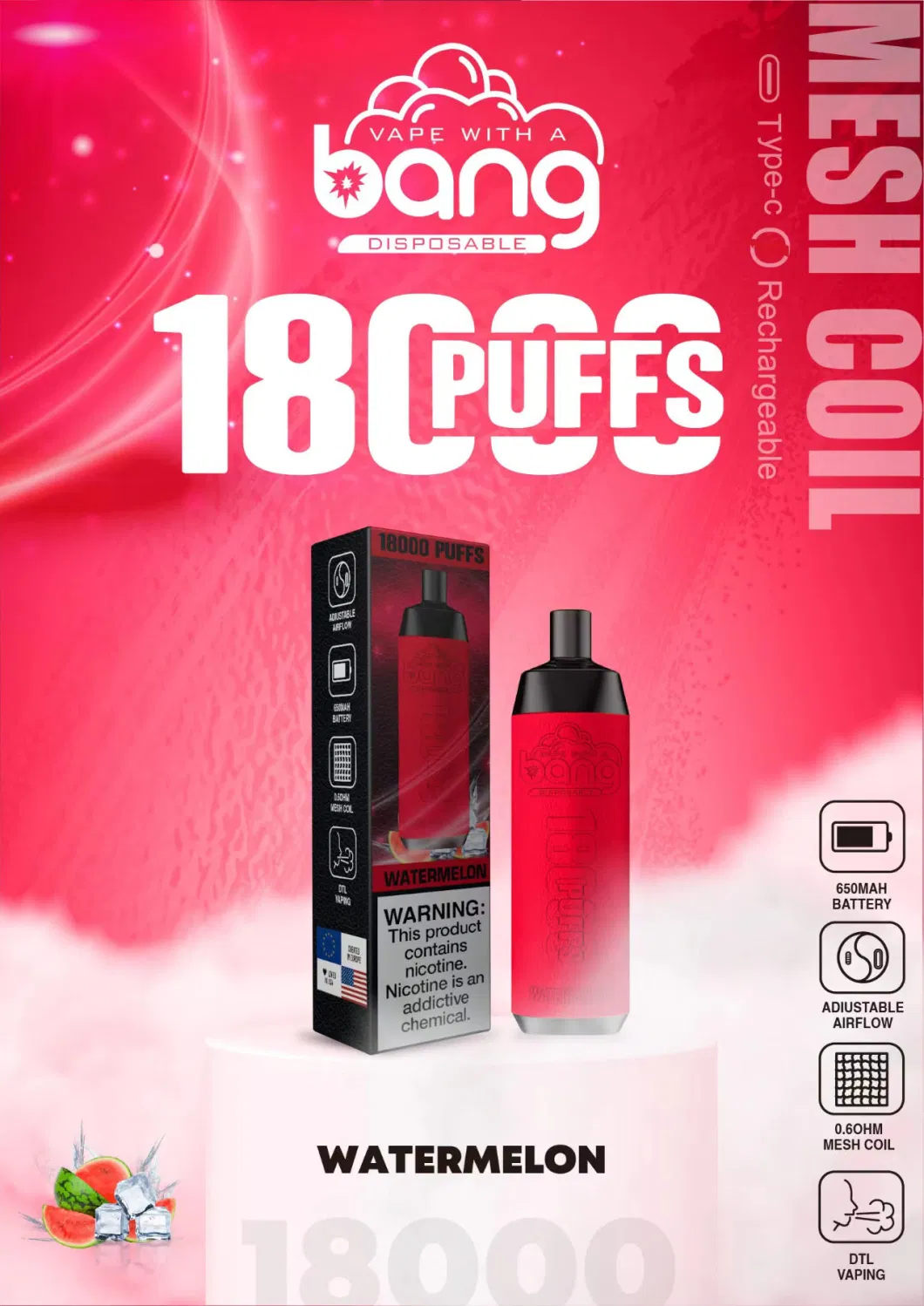 Bang18000puff E Vape Pen by Shenzhen