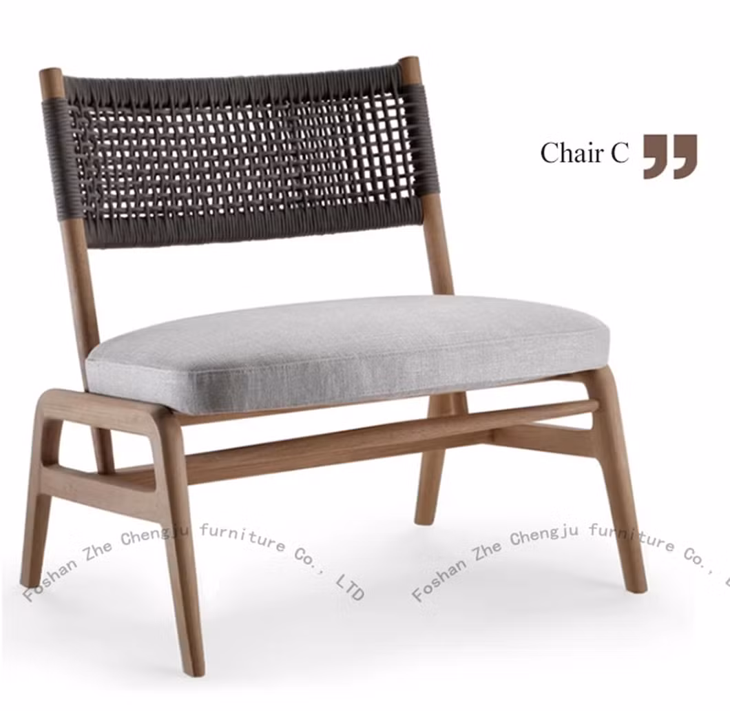 Nordic Outdoor Leisure Rattan Furniture Villa Courtyard Garden Outdoor Terrace Waterproof Sun Protection Teak Dining Tables and Chairs