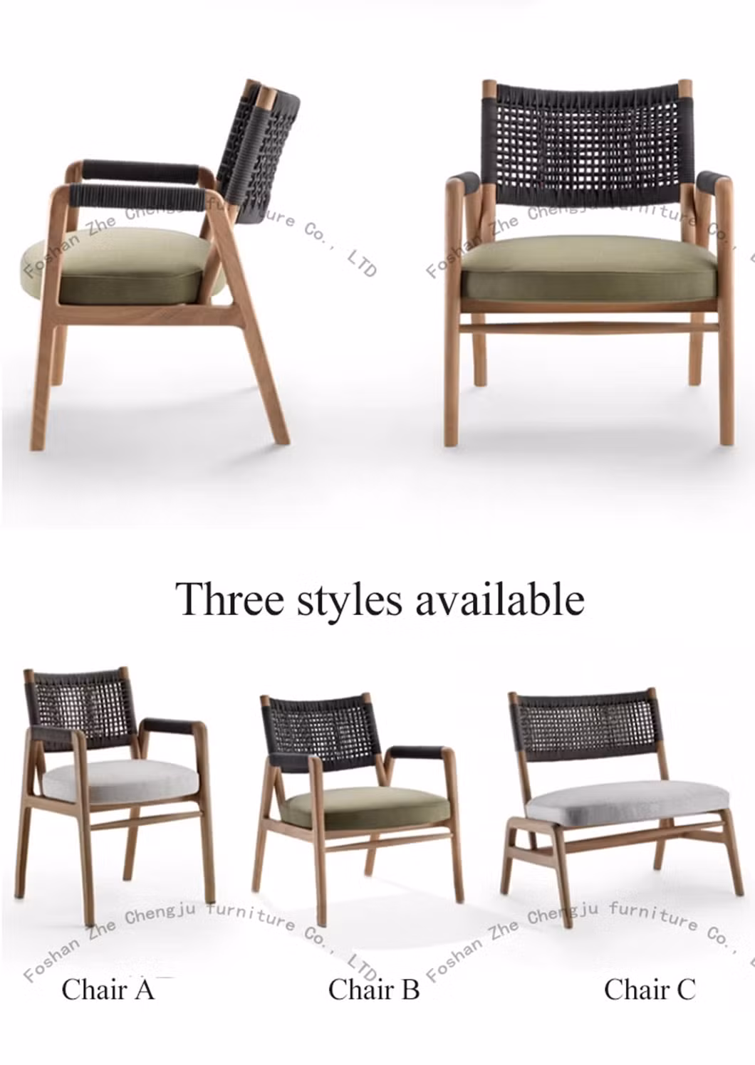 Nordic Outdoor Leisure Rattan Furniture Villa Courtyard Garden Outdoor Terrace Waterproof Sun Protection Teak Dining Tables and Chairs