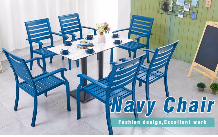 Factory Wholesales New Design Blue Outdoor Coffee Table Aluminum Patio Round Dining Table