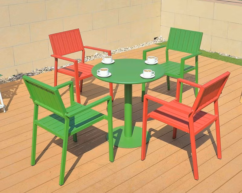 Factory Wholesales New Design Blue Outdoor Coffee Table Aluminum Patio Round Dining Table