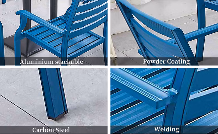 Factory Wholesales New Design Blue Outdoor Coffee Table Aluminum Patio Round Dining Table