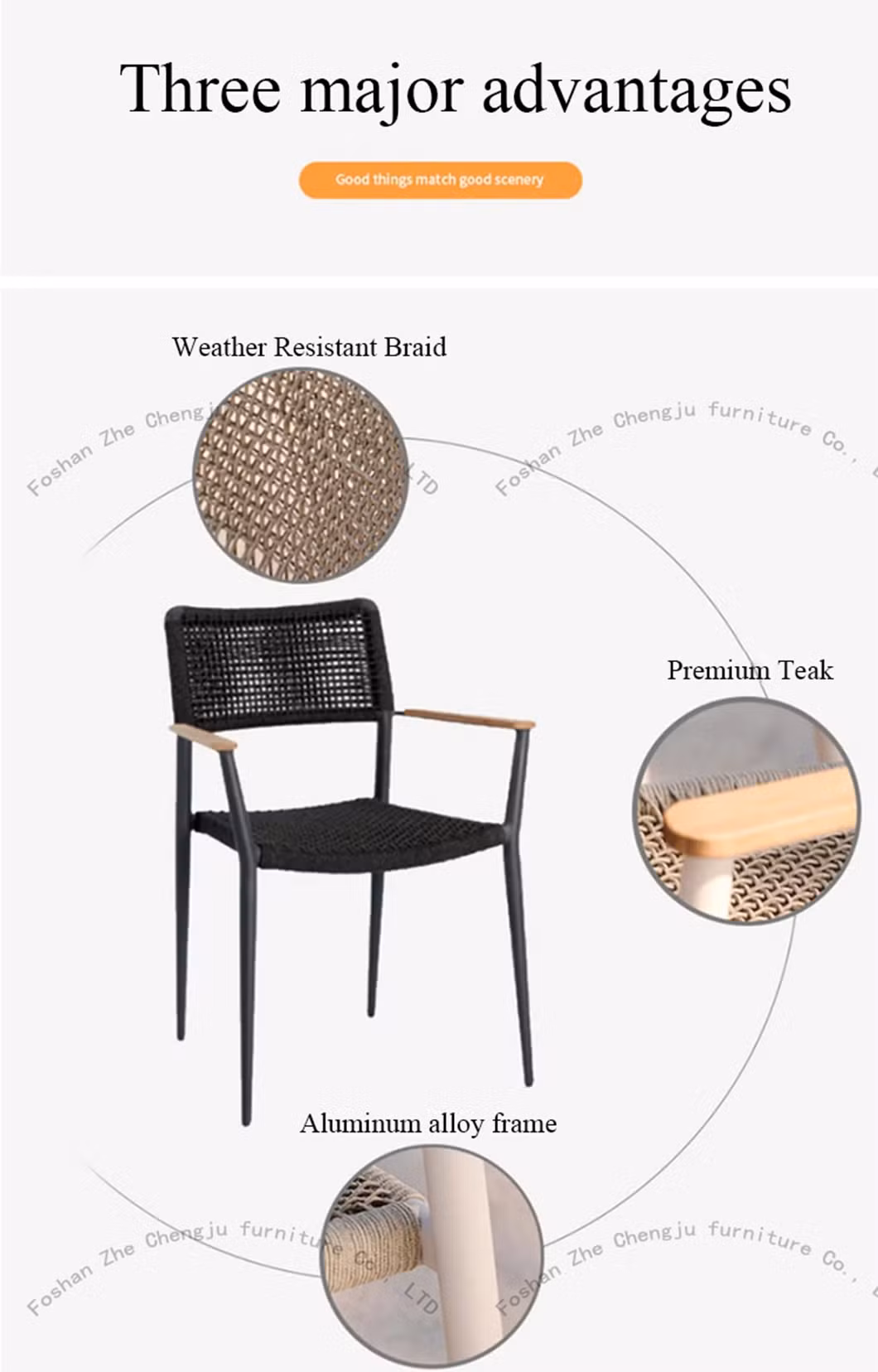 High-End Villa Patio Patio Teak Long Dining Table Outdoor Furniture Garden Casual Solid Wood Table and Chair Set