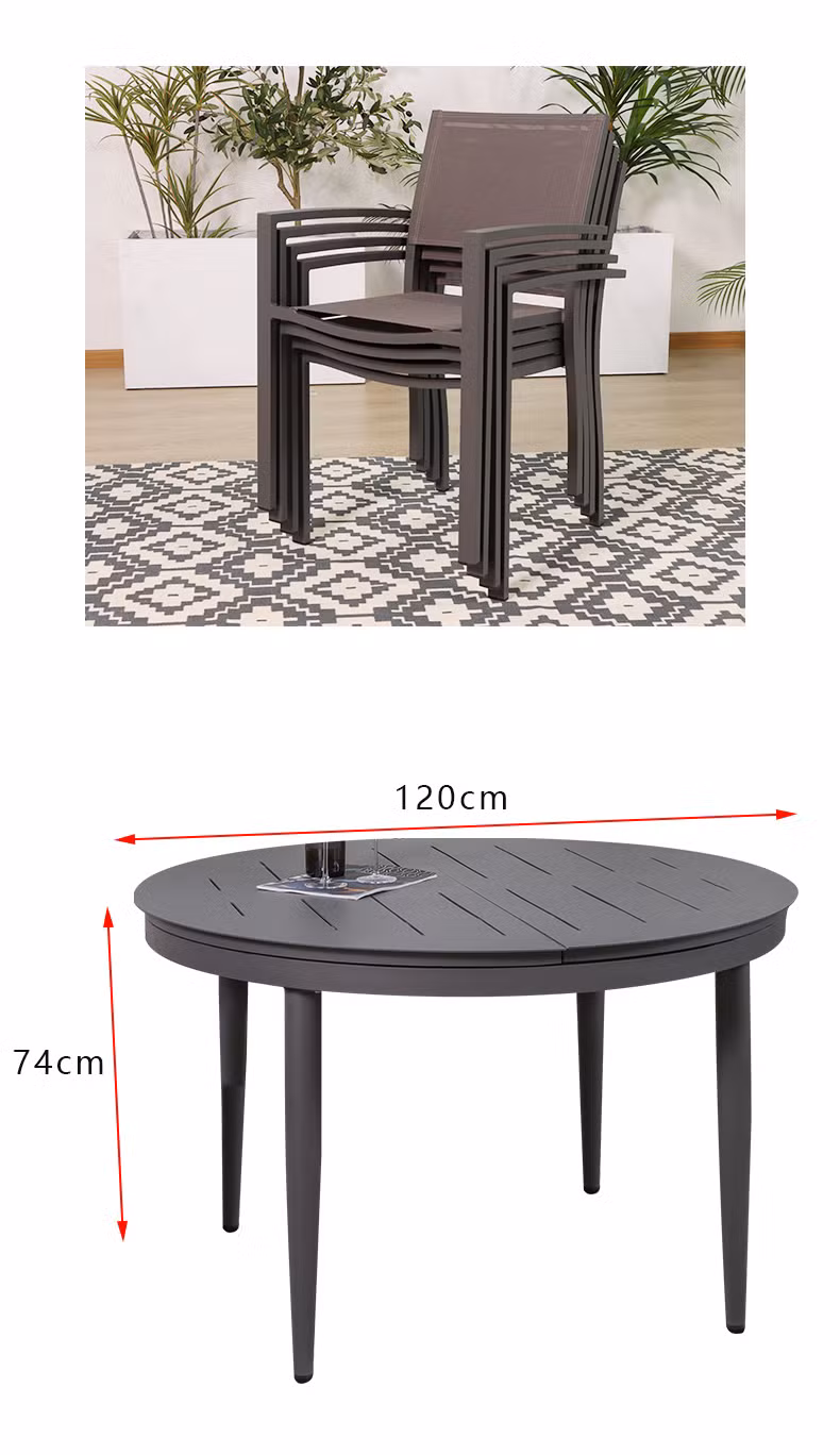 Round Extensible Garden Luxury Outdoor Table Villa Furniture Dining Chair Set