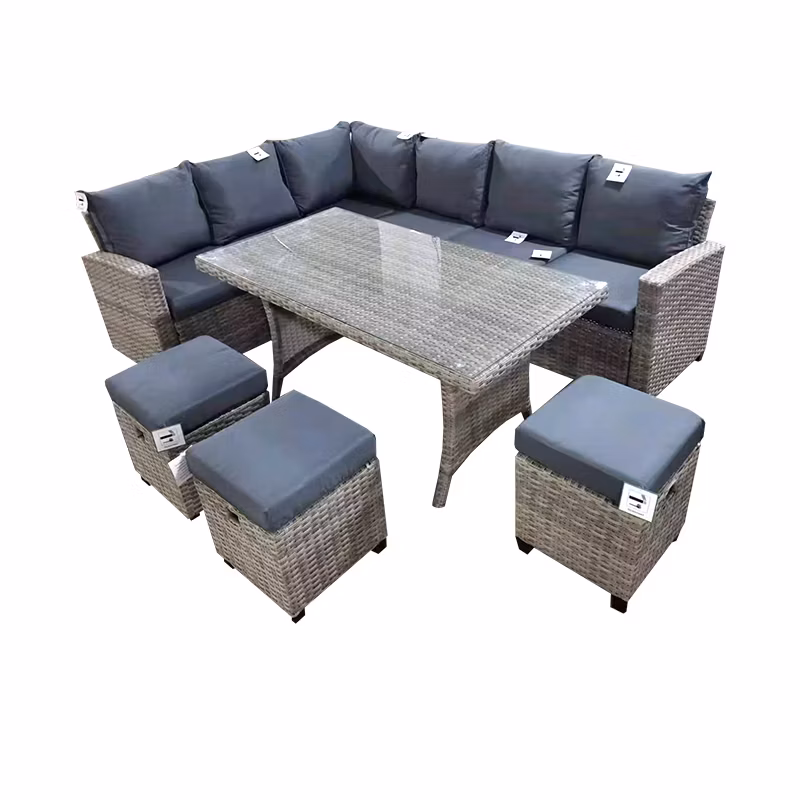 Ready to Ship Garden Sofa Set of 6 Piece Ukfr Outdoor Furniture Wicker Twins Rattan Dining Table Chat Sets in Stock for Sale