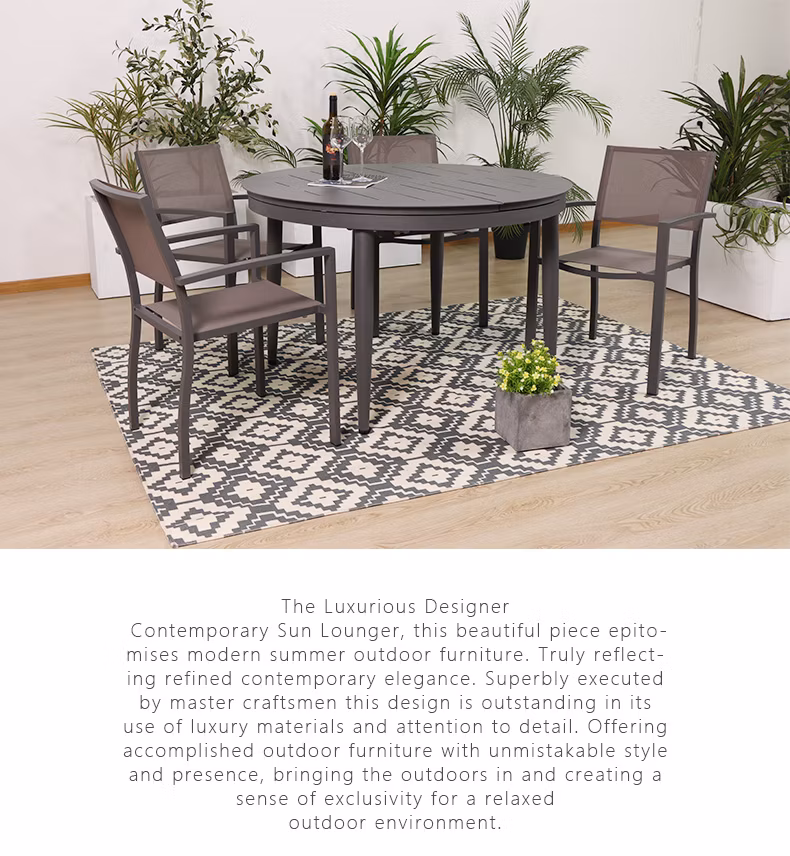 Round Extensible Garden Luxury Outdoor Table Villa Furniture Dining Chair Set