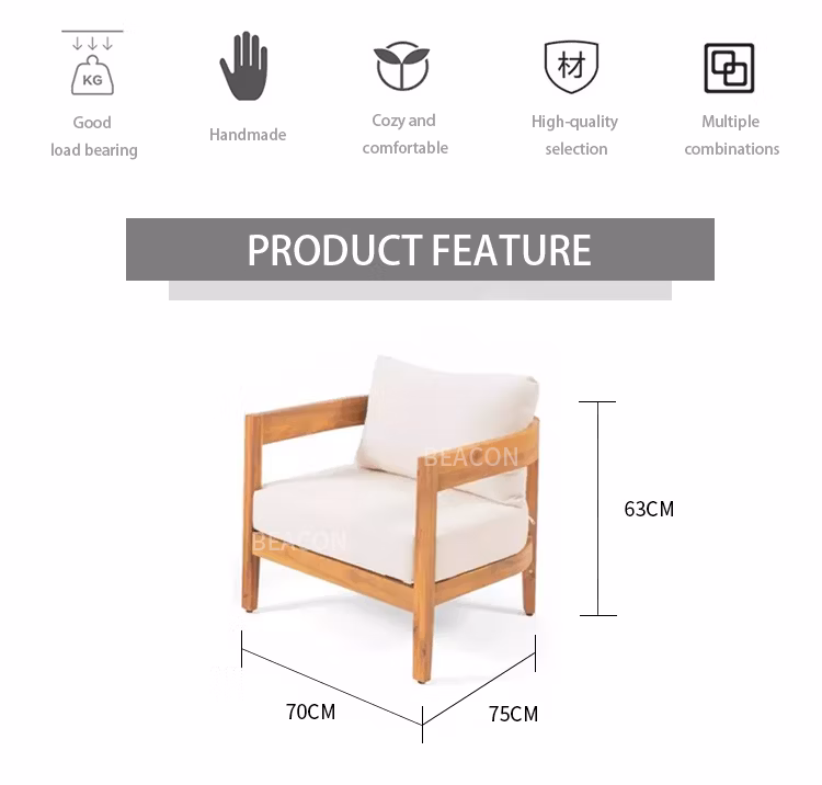 Luxury Teak Wooden Furniture Outdoor Patio Waterproof Garden Home Sofa Set Modern Outdoor Furniture Classic-Design Teakwood Outdoor Sofa Set with Coffee Tables