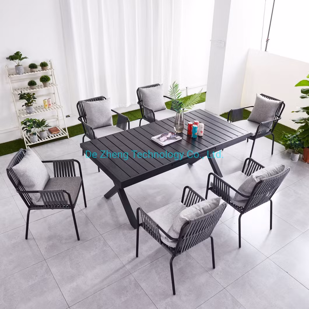 Expandable Adjustable All Aluminum Outdoor Garden Dining Picnic Rectangle Table Set