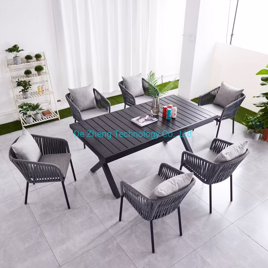 Expandable Adjustable All Aluminum Outdoor Garden Dining Picnic Rectangle Table Set