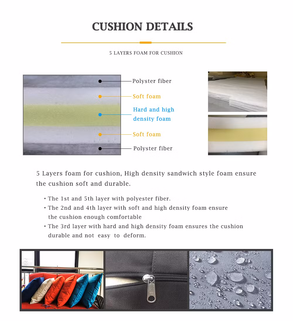 Aluminum Dining Table Outdoor Garden Patio Furniture Set with Teak Wood Armrest