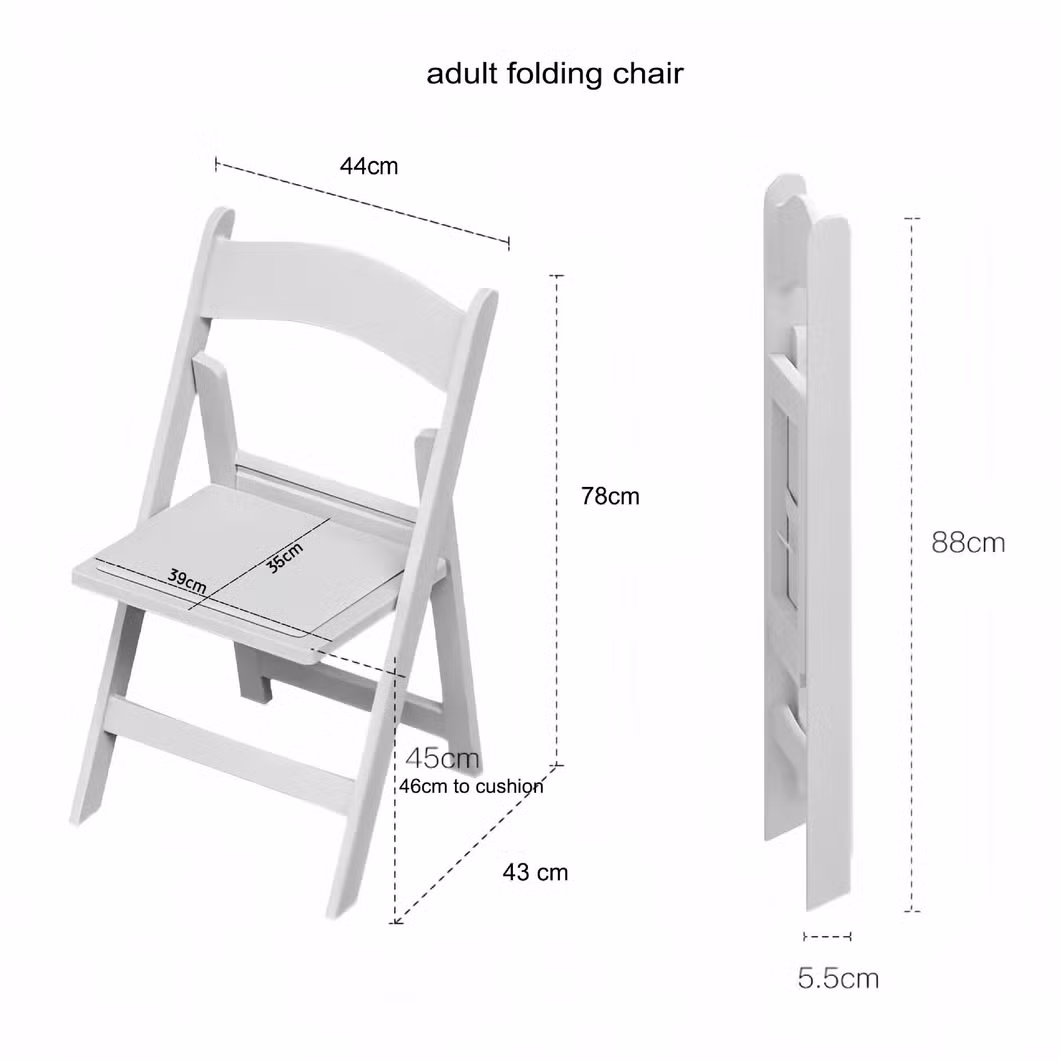 American White Wedding Resin Plastic Folding Chair Cushion Activity Garden Chair