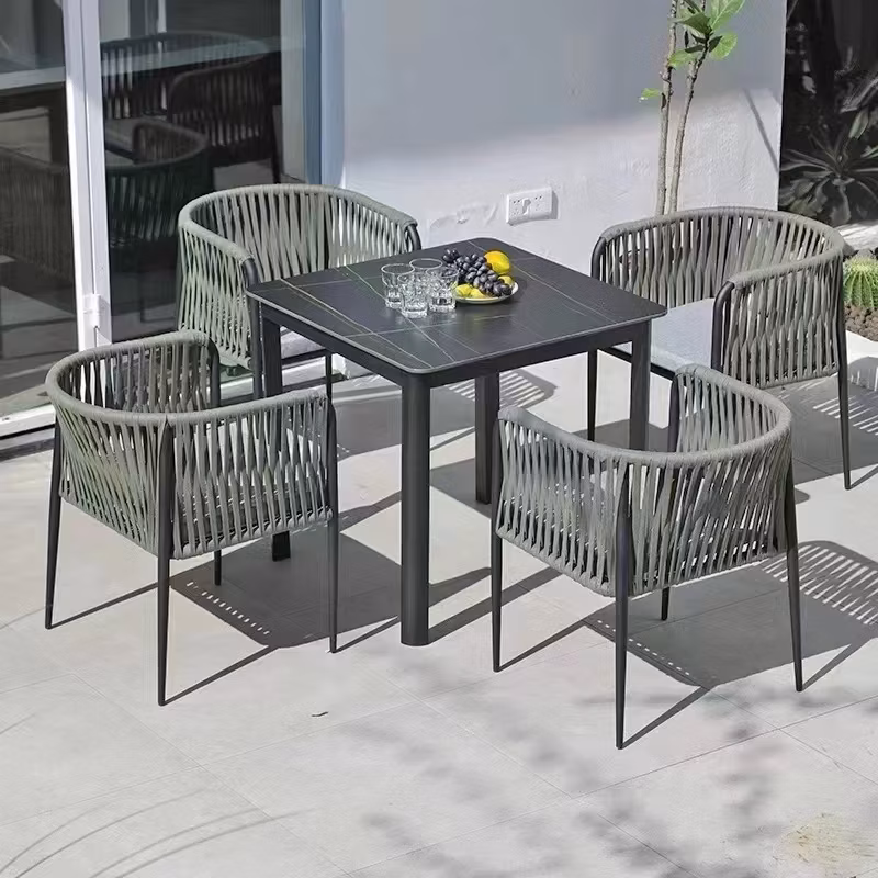 High Quality Rattan Rope Woven 5 Star Hotel Outdoor Furniture Garden Cafe Chair