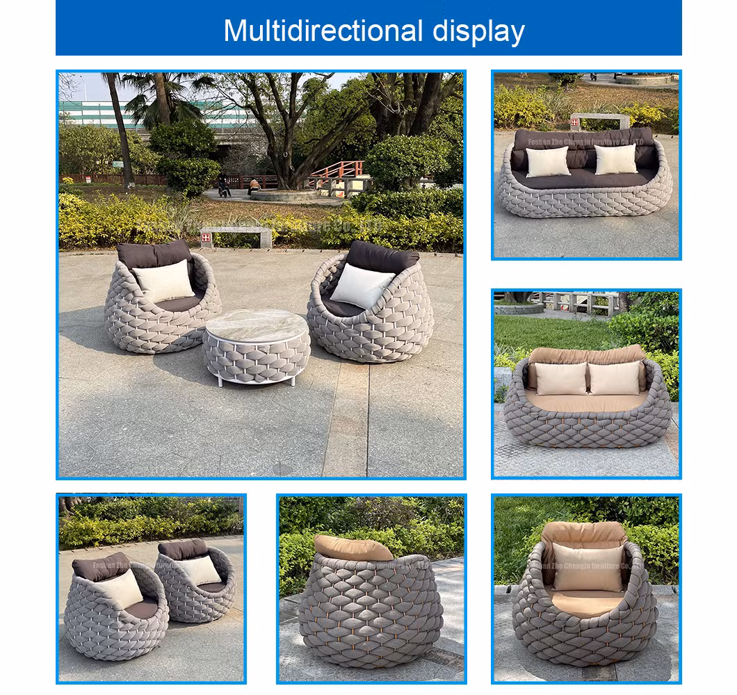 Leisure All-Weather Waterproof Textilene Rope Braided Outdoor Garden Furniture Patio Sofa Set