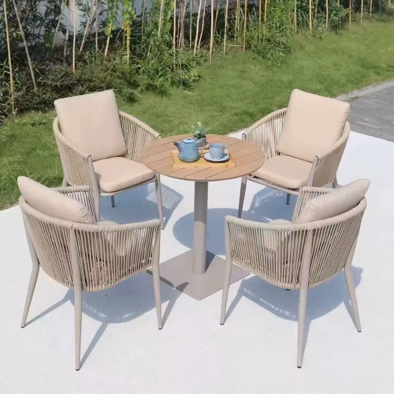 High Quality Rattan Rope Woven 5 Star Hotel Outdoor Furniture Garden Cafe Chair