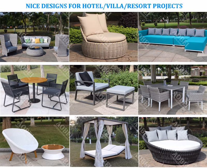 Customized Modern Exterior Home Hotel Resort Villa Restaurant Outdoor Round Dining Table Chair Furniture Set