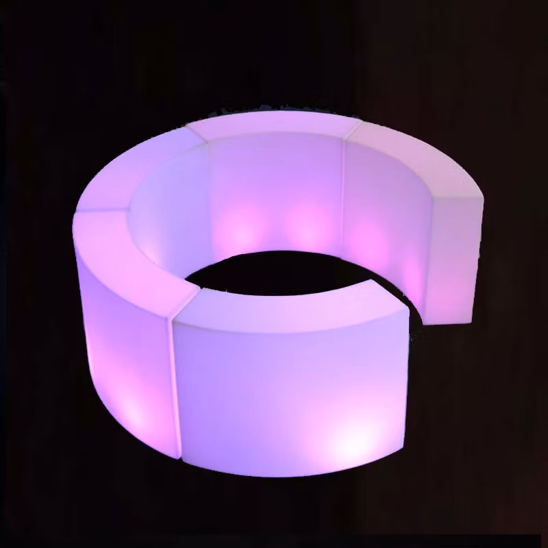 Plastic Beach Pool Bar Furniture Outdoor Square Shaped High Bar Table White Gloss LED Coffee Table LED Bar Cocktail Table for Party