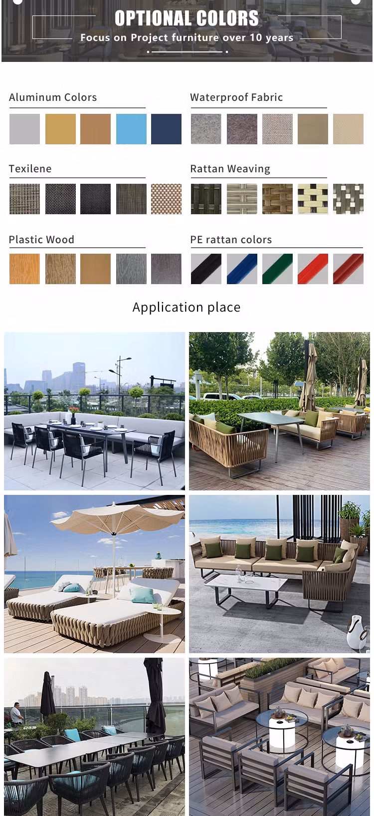 Rattan Furniture Outdoor Restaurant Chairs and Teak Wood Tables Set for Dining