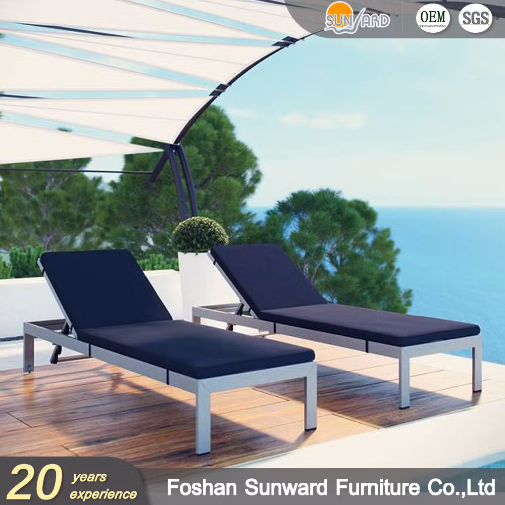 Modern Outdoor Leisure Patio Customized Beach Chair Hotel Pool Aluminum Sun Loungers with Cushion