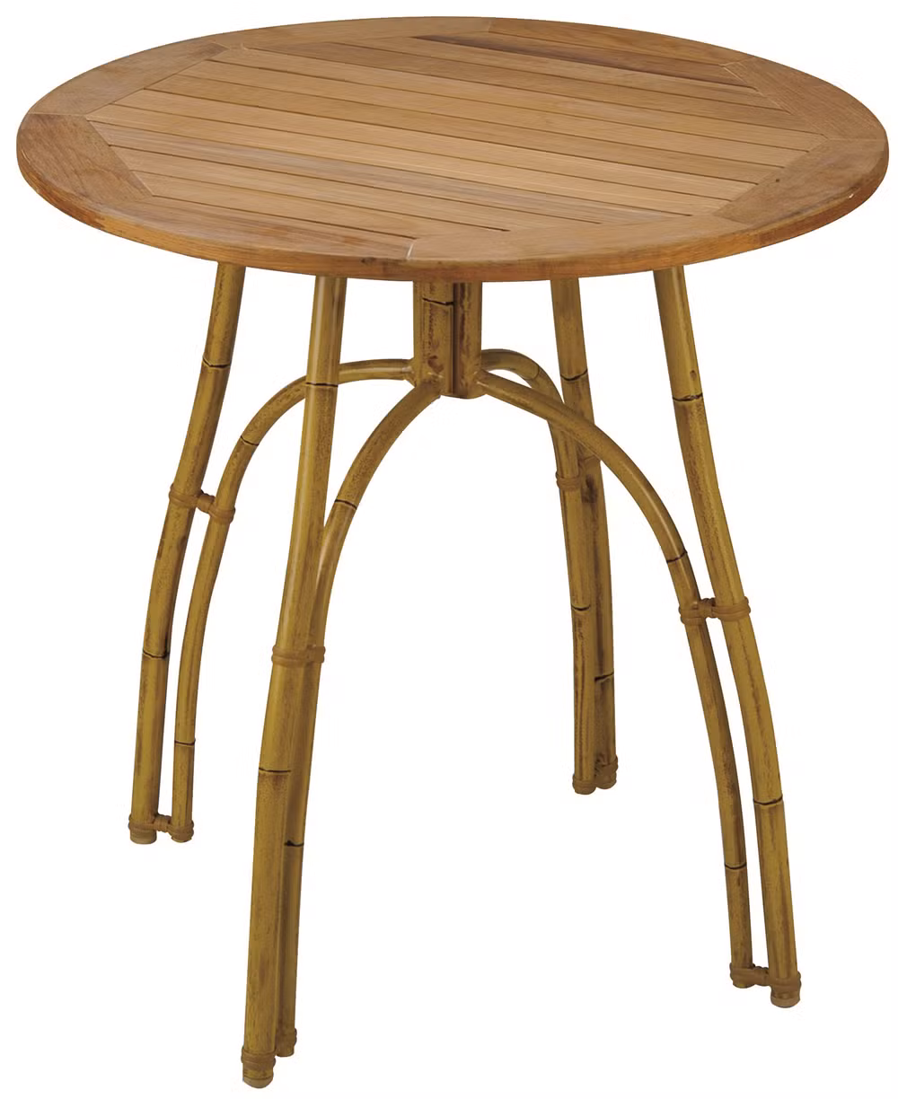 Aluminum Bamboo Look Teak Top Solid Wood Table