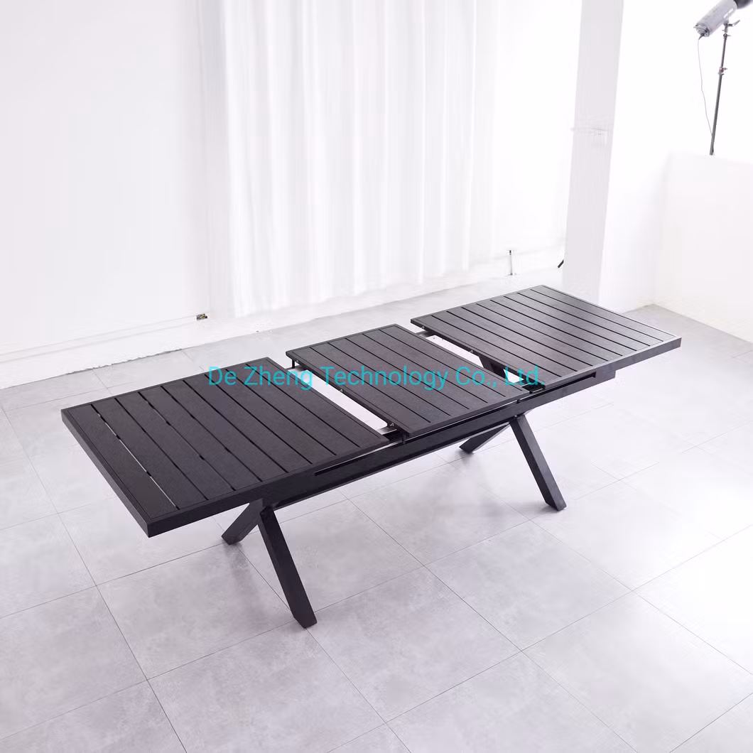 Expandable Adjustable All Aluminum Outdoor Garden Dining Picnic Rectangle Table Set