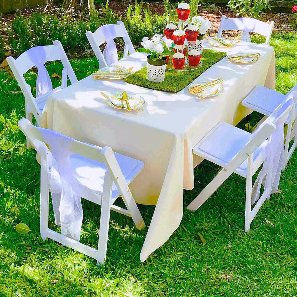 American White Wedding Resin Plastic Folding Chair Cushion Activity Garden Chair