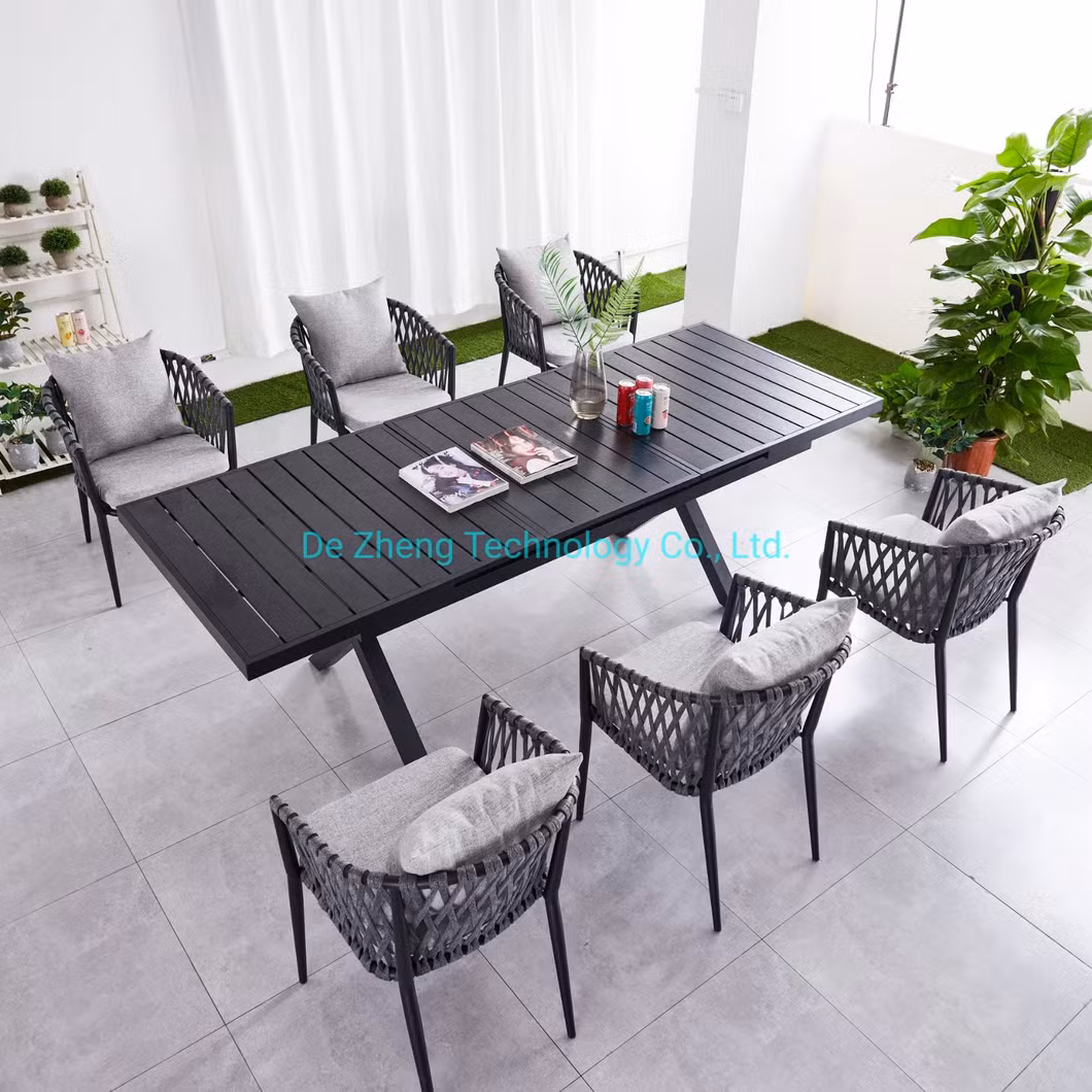 Expandable Adjustable All Aluminum Outdoor Garden Dining Picnic Rectangle Table Set