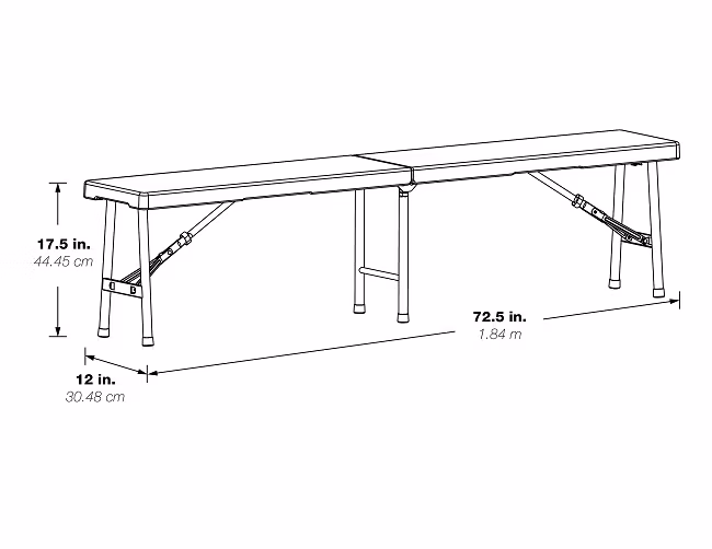 6FT 183cm HDPE Football Camping Outdoor White in Half Folding Bench