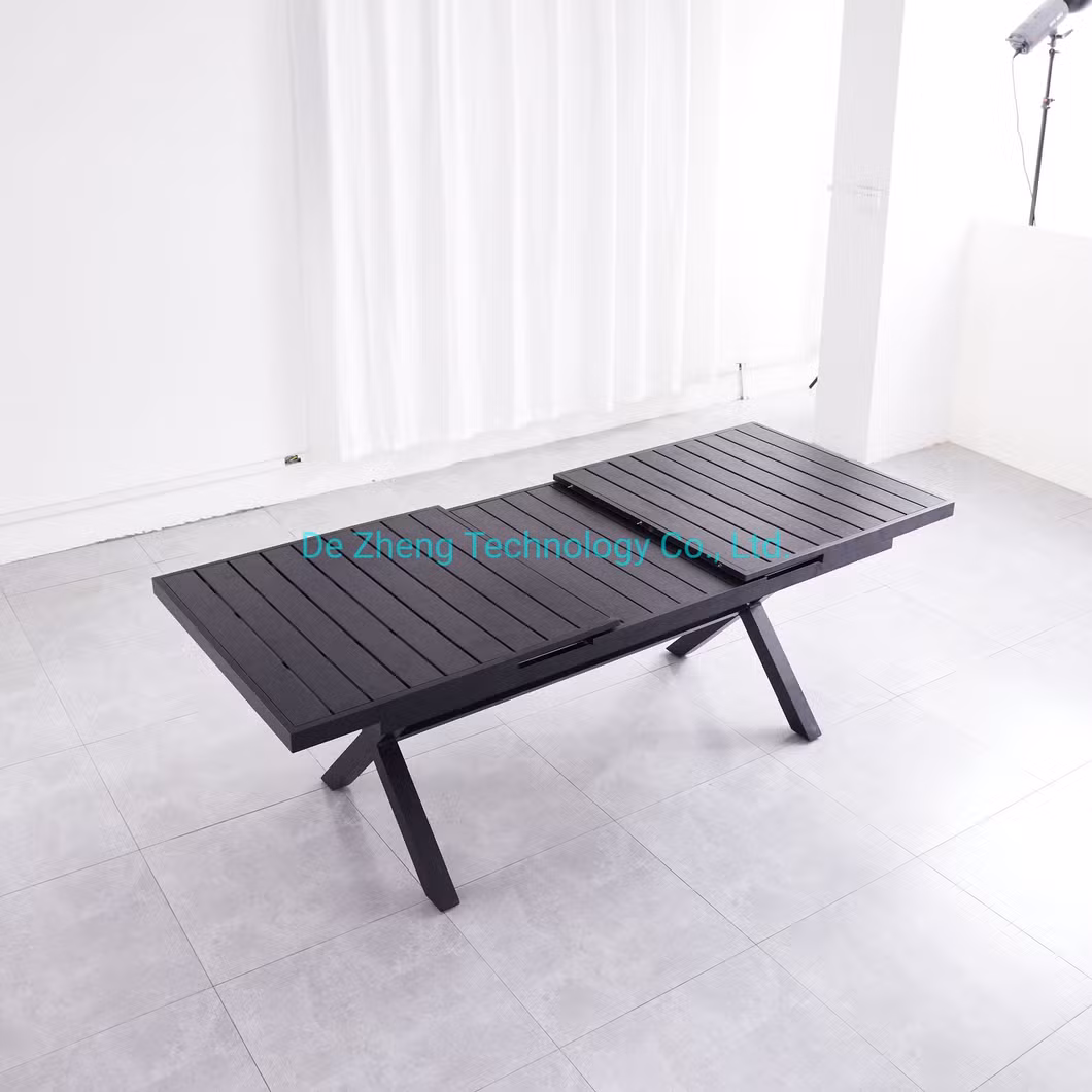 Expandable Adjustable All Aluminum Outdoor Garden Dining Picnic Rectangle Table Set