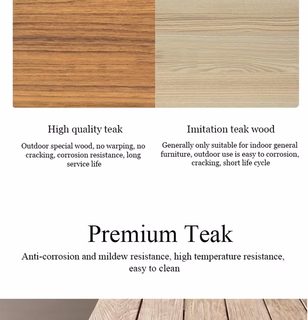 Luxury Outdoor Waterproof Solid Wood Rope Furniture Set Garden Patio Patio Teak Dining Tables and Chairs