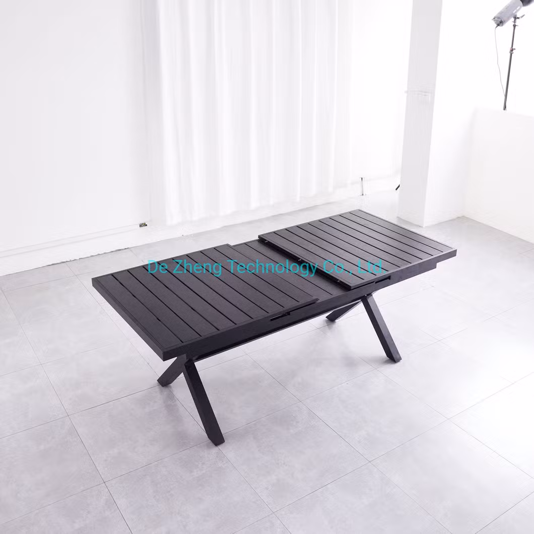 Expandable Adjustable All Aluminum Outdoor Garden Dining Picnic Rectangle Table Set