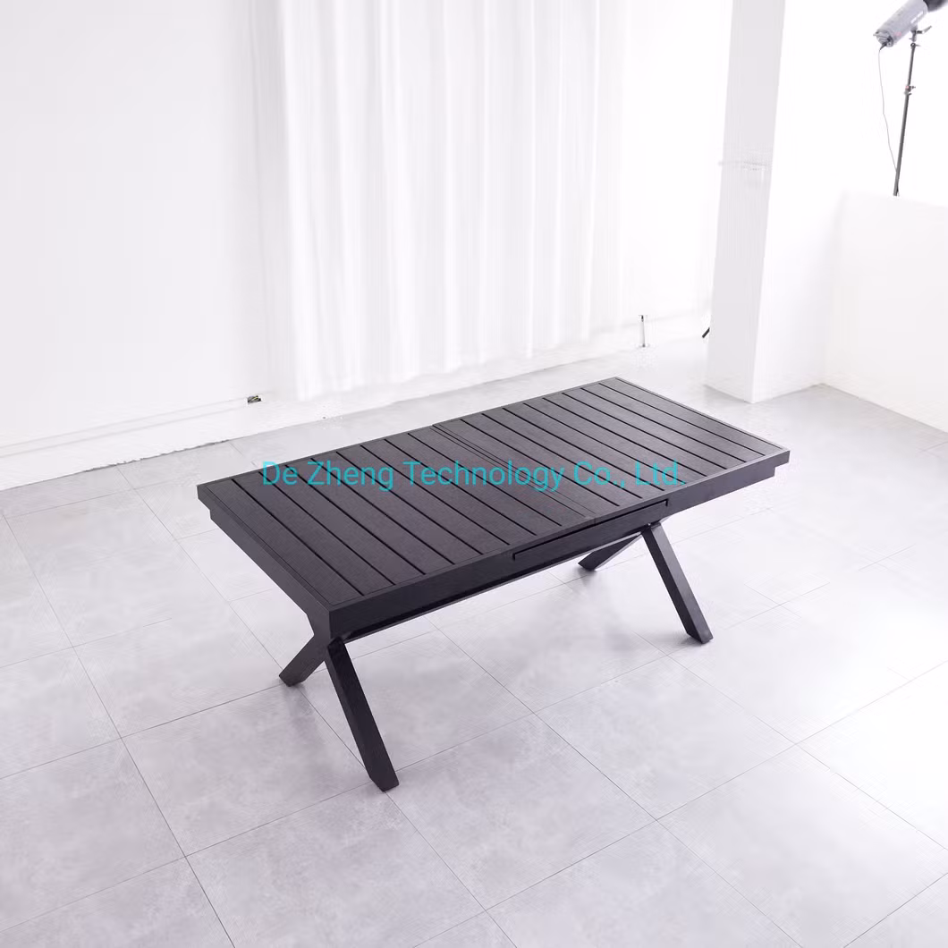 Expandable Adjustable All Aluminum Outdoor Garden Dining Picnic Rectangle Table Set