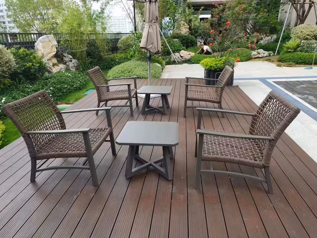 High Quality Rattan Rope Woven 5 Star Hotel Outdoor Furniture Garden Cafe Chair