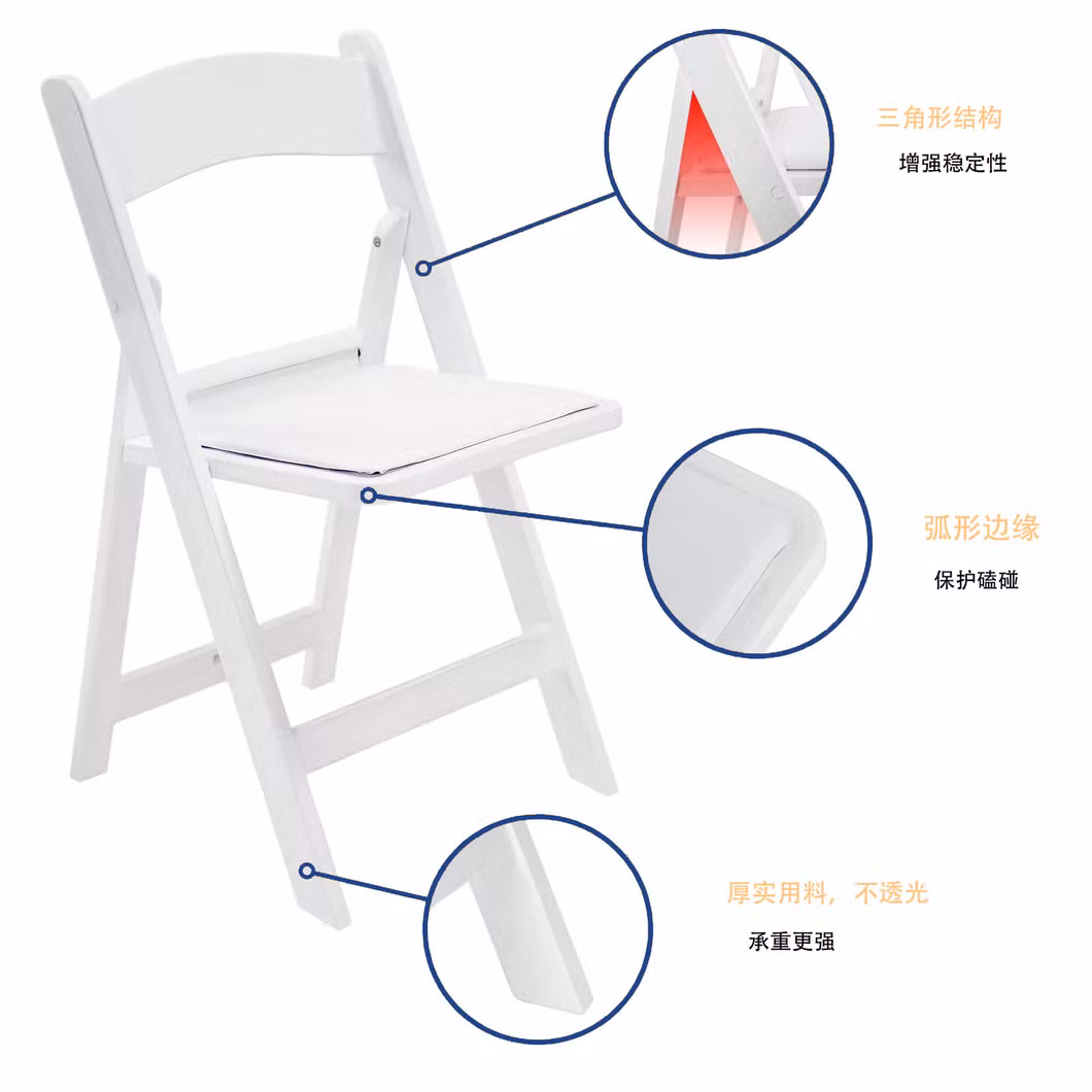 American White Wedding Resin Plastic Folding Chair Cushion Activity Garden Chair