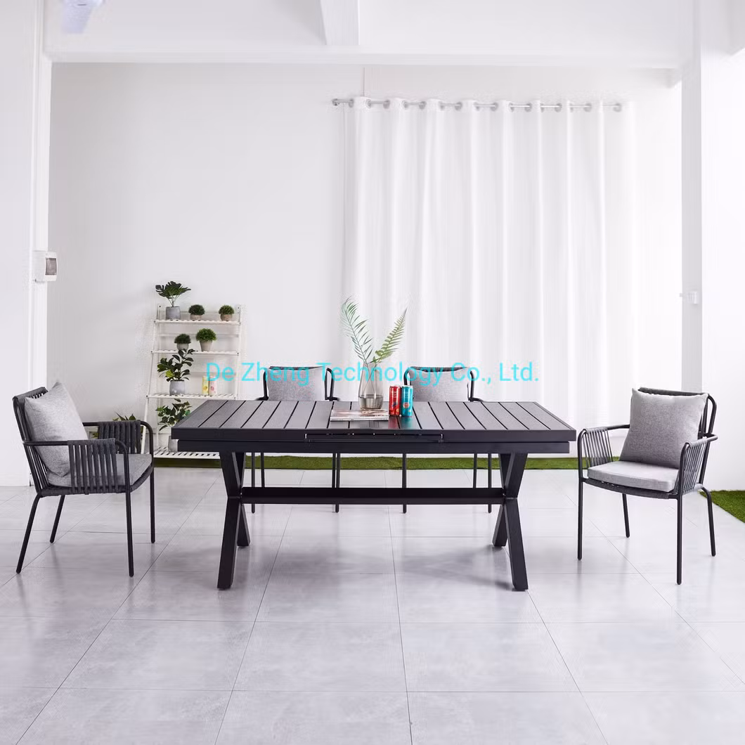 Expandable Adjustable All Aluminum Outdoor Garden Dining Picnic Rectangle Table Set