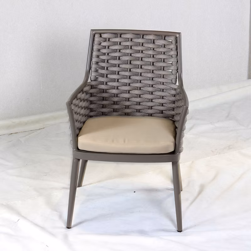 7 Pieces Modern Garden Furniture Terrace Outdoor Dining Table and Rope Chairs Set