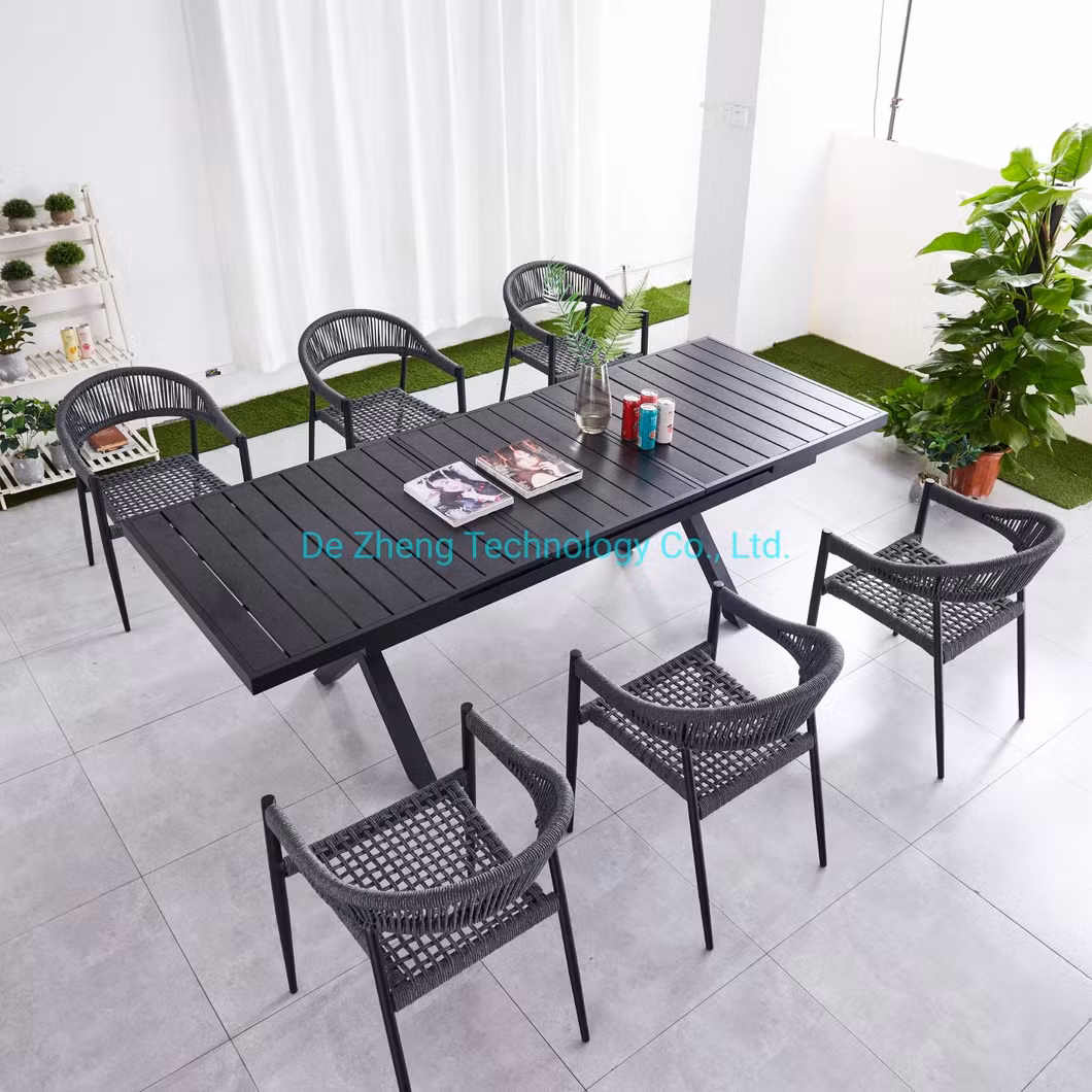Expandable Adjustable All Aluminum Outdoor Garden Dining Picnic Rectangle Table Set