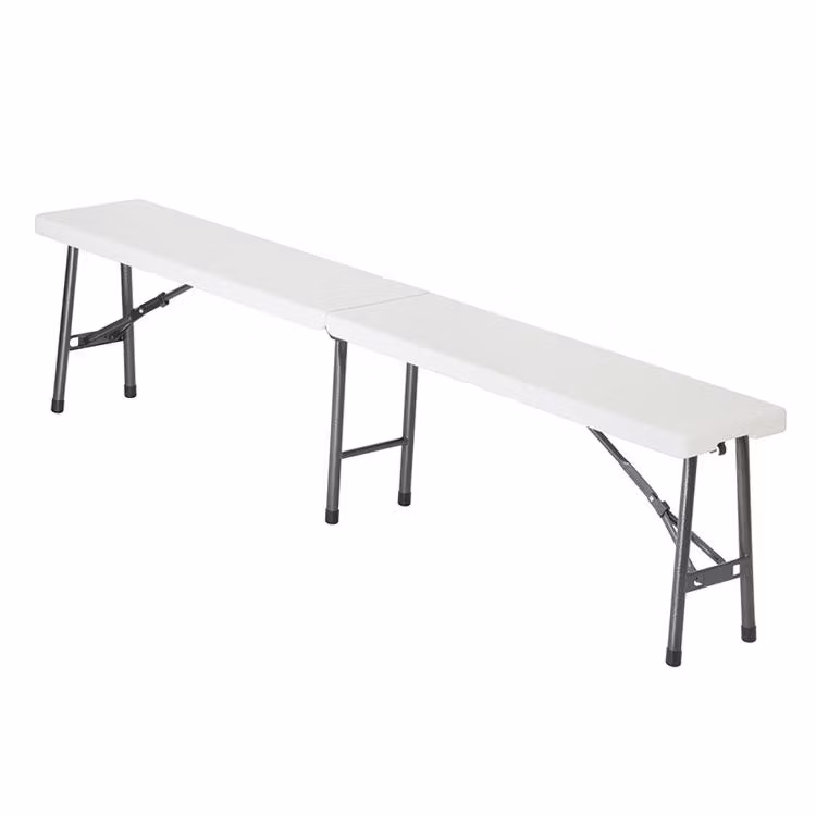 6FT 183cm HDPE Football Camping Outdoor White in Half Folding Bench