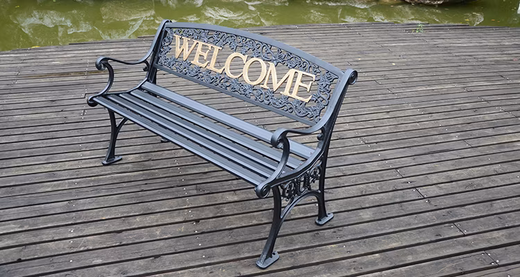 Cast Aluminum Furniture Patio Outoor Garden Bench Welcome Bench