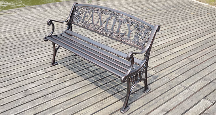 Cast Aluminum Furniture Patio Outoor Garden Bench Welcome Bench
