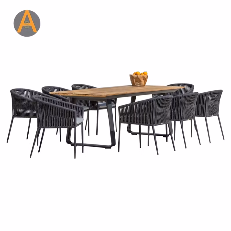Stylish Contemporary Rope Patio Villa Apartment Restaurant Webbing Dining Set for Indoor and Outdoor Use