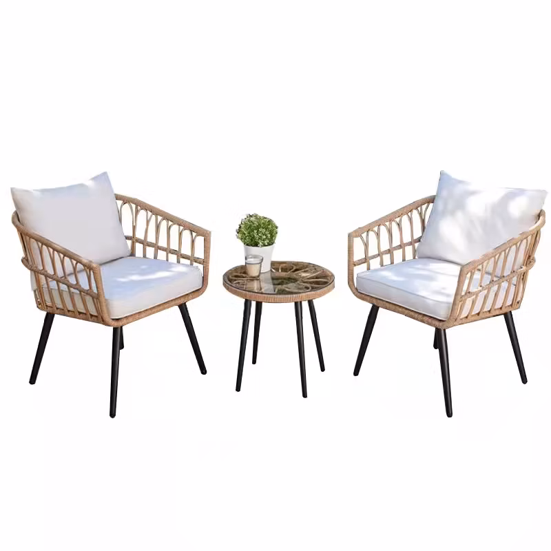 Factory Wholesale Outside Simple Picnic Camping Garden Rattan Leisure Table and Chair
