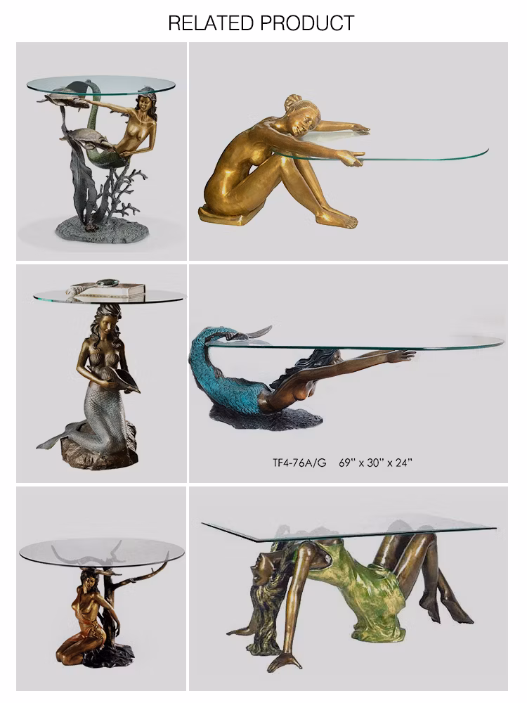 Wholesale Cheap Price Custom Casting Animal Metal Nude Lady Art Craft Statue Sculpture Home Decoration Garden Bronze Indoor and Outdoor Dining Table
