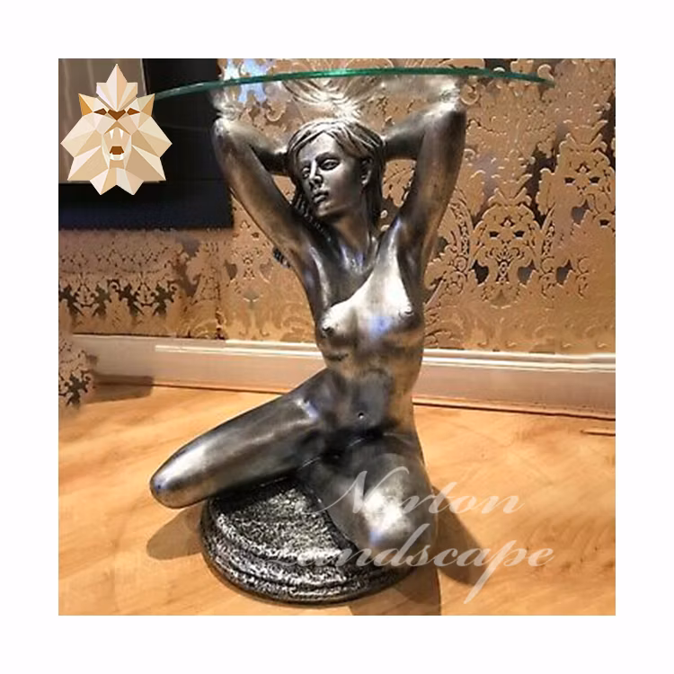 Wholesale Cheap Price Custom Casting Animal Metal Nude Lady Art Craft Statue Sculpture Home Decoration Garden Bronze Indoor and Outdoor Dining Table