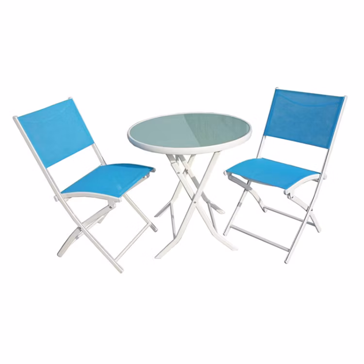 Metal Furniture Metal Frame Bistro Dining Folding Chair Garden Table Set