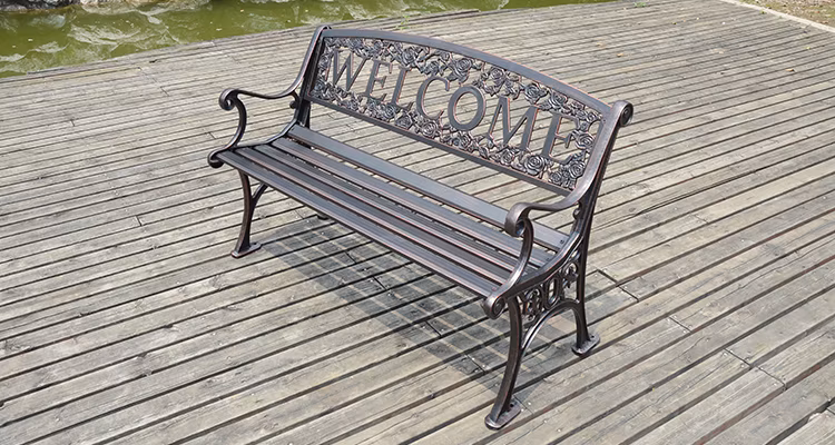 Cast Aluminum Furniture Patio Outoor Garden Bench Welcome Bench