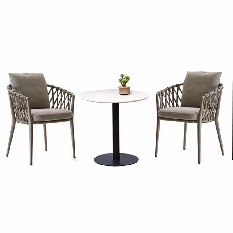 China Wholesale Outdoor Gazebo Patio Garden Coffee Furniture Dining Table Stand Rattan Metal Chair
