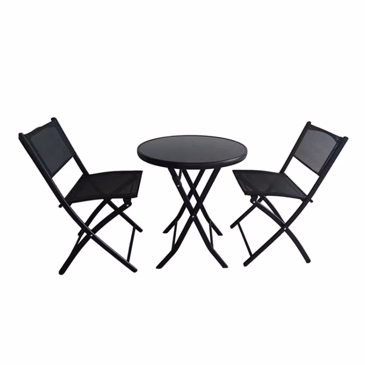 Metal Furniture Metal Frame Bistro Dining Folding Chair Garden Table Set