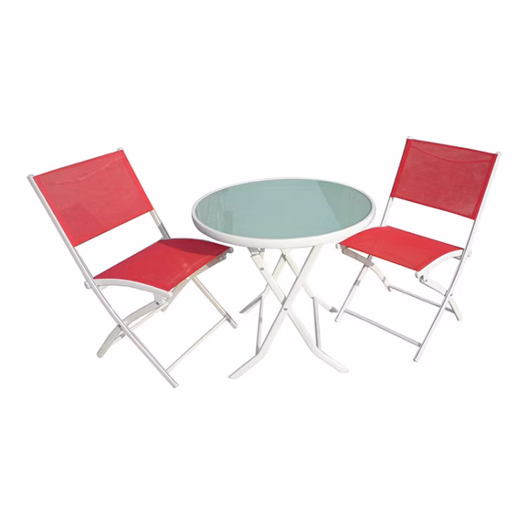 Metal Furniture Metal Frame Bistro Dining Folding Chair Garden Table Set
