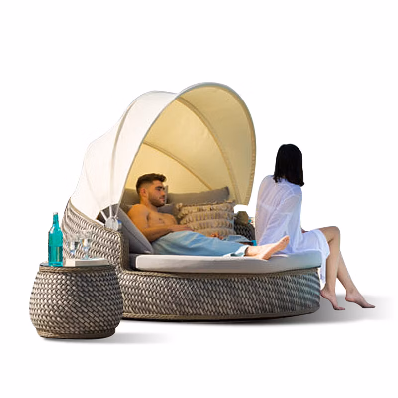 Modern Pool Swimming Daybed Wicker Rattan Sunbed Outdoor Garden Furniture Supplier